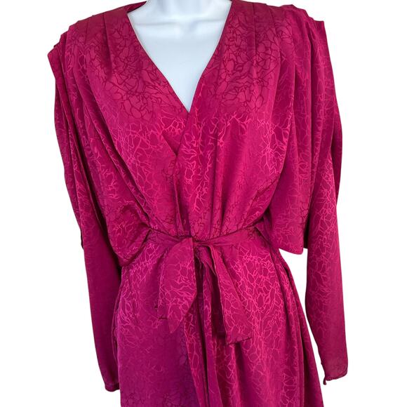 amazing 80s 70s David Brown California fuschia long robe dolman sleeve S - Picture 2 of 8